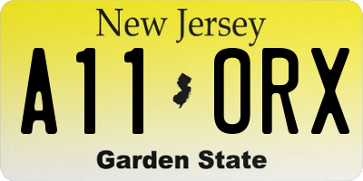 NJ license plate A11ORX