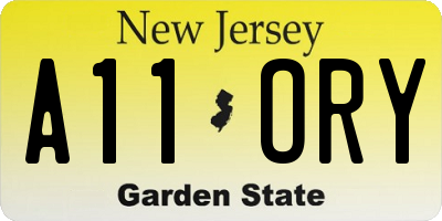 NJ license plate A11ORY