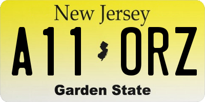 NJ license plate A11ORZ
