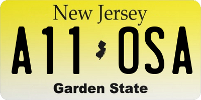 NJ license plate A11OSA