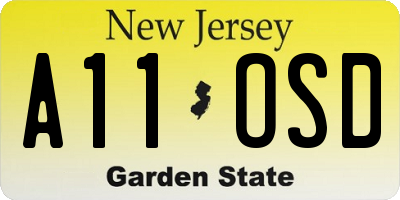 NJ license plate A11OSD