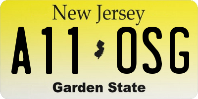 NJ license plate A11OSG