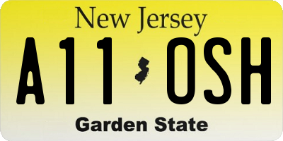 NJ license plate A11OSH