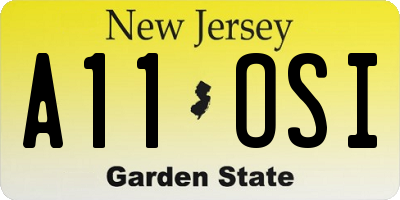 NJ license plate A11OSI