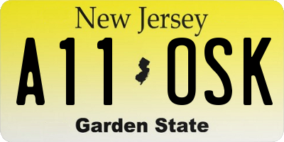 NJ license plate A11OSK