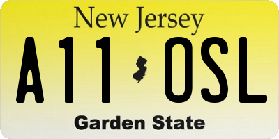 NJ license plate A11OSL