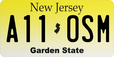 NJ license plate A11OSM