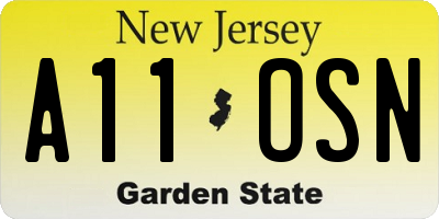 NJ license plate A11OSN