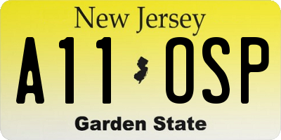 NJ license plate A11OSP