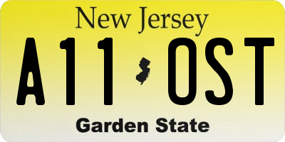 NJ license plate A11OST