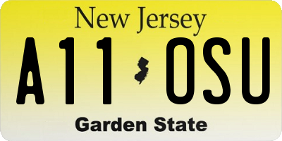 NJ license plate A11OSU