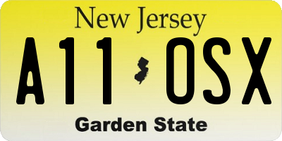 NJ license plate A11OSX