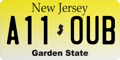 NJ license plate A11OUB