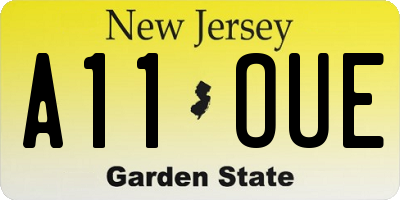 NJ license plate A11OUE