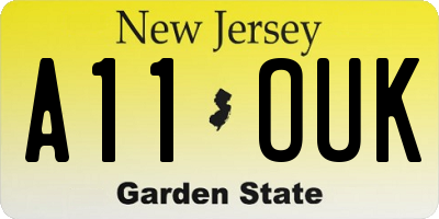 NJ license plate A11OUK