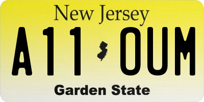 NJ license plate A11OUM