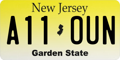 NJ license plate A11OUN