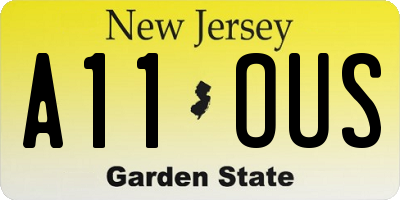 NJ license plate A11OUS