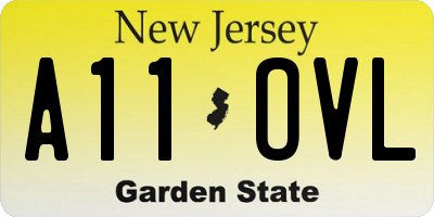 NJ license plate A11OVL