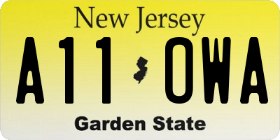 NJ license plate A11OWA