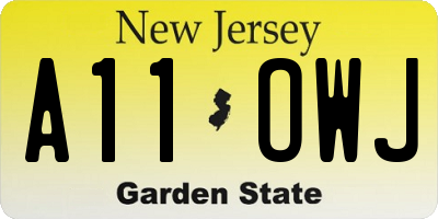 NJ license plate A11OWJ