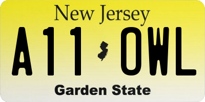 NJ license plate A11OWL