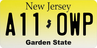 NJ license plate A11OWP