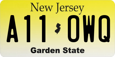 NJ license plate A11OWQ