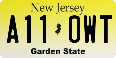 NJ license plate A11OWT