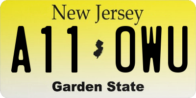 NJ license plate A11OWU