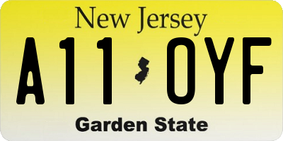 NJ license plate A11OYF