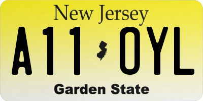 NJ license plate A11OYL