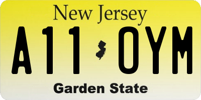 NJ license plate A11OYM