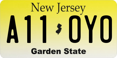 NJ license plate A11OYO