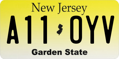 NJ license plate A11OYV
