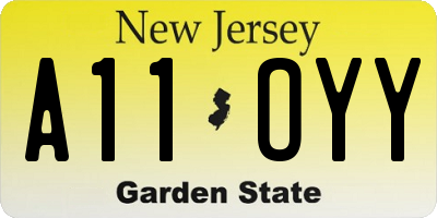NJ license plate A11OYY