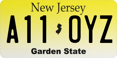 NJ license plate A11OYZ
