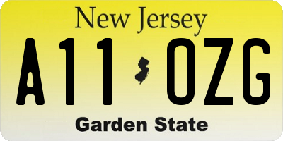 NJ license plate A11OZG