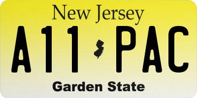 NJ license plate A11PAC