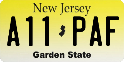 NJ license plate A11PAF