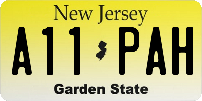 NJ license plate A11PAH