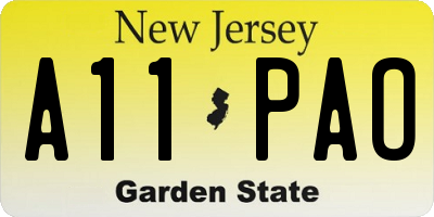 NJ license plate A11PAO