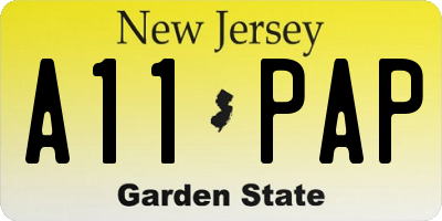 NJ license plate A11PAP