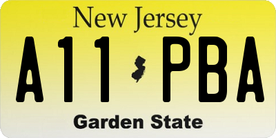 NJ license plate A11PBA