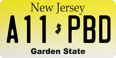 NJ license plate A11PBD