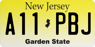 NJ license plate A11PBJ