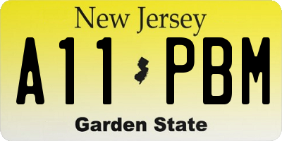 NJ license plate A11PBM