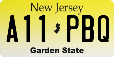 NJ license plate A11PBQ