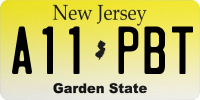 NJ license plate A11PBT