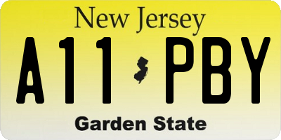 NJ license plate A11PBY